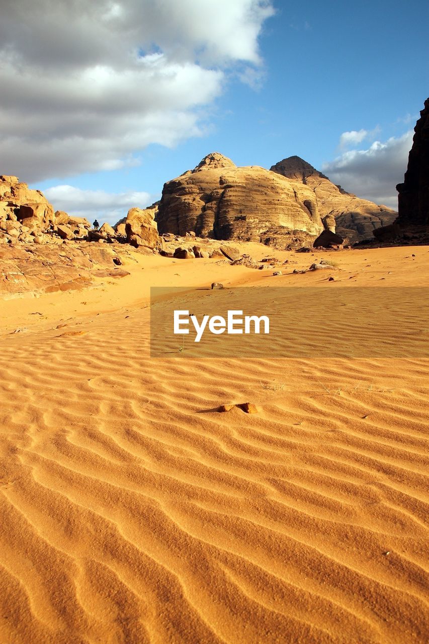 Waves of sand in desert