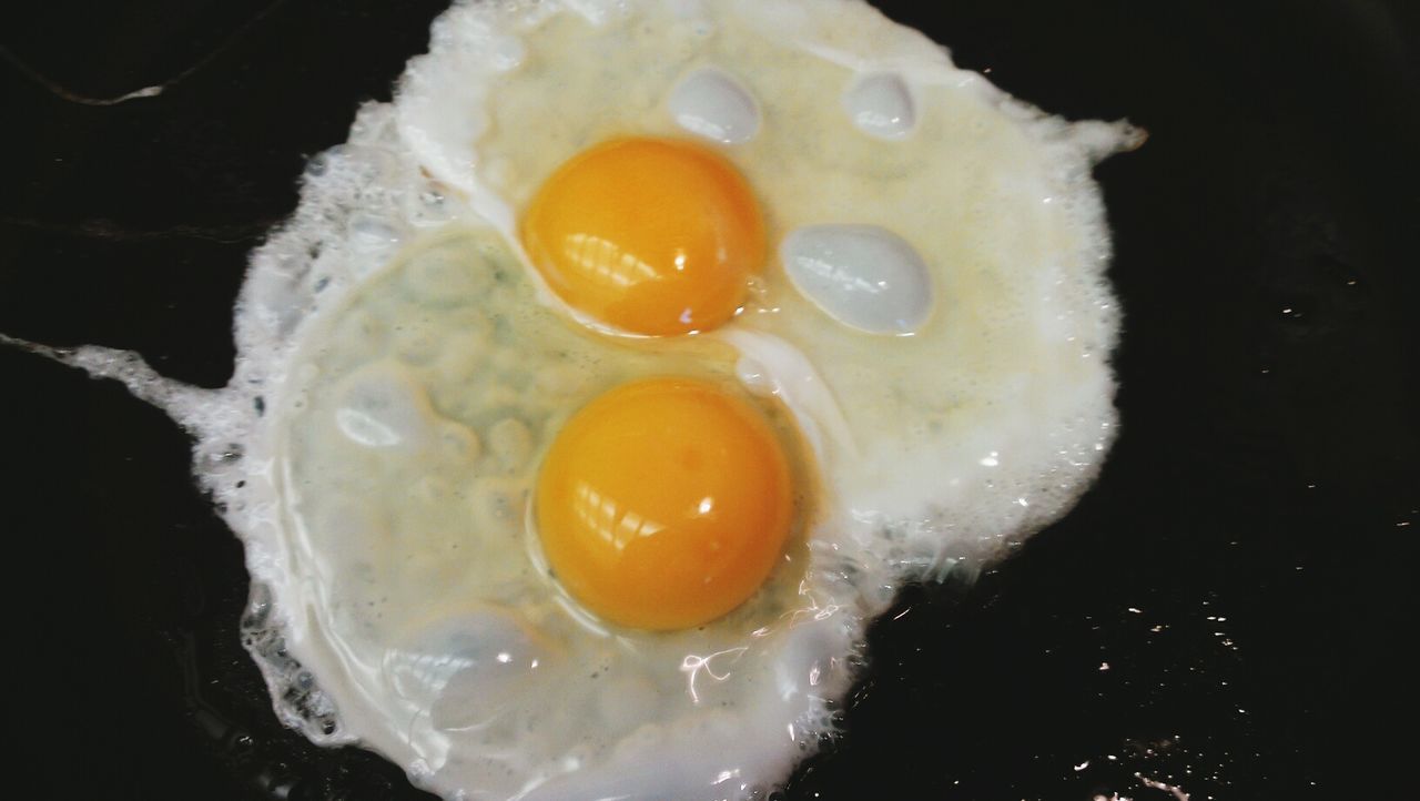 Directly above shot of fried egg in pan