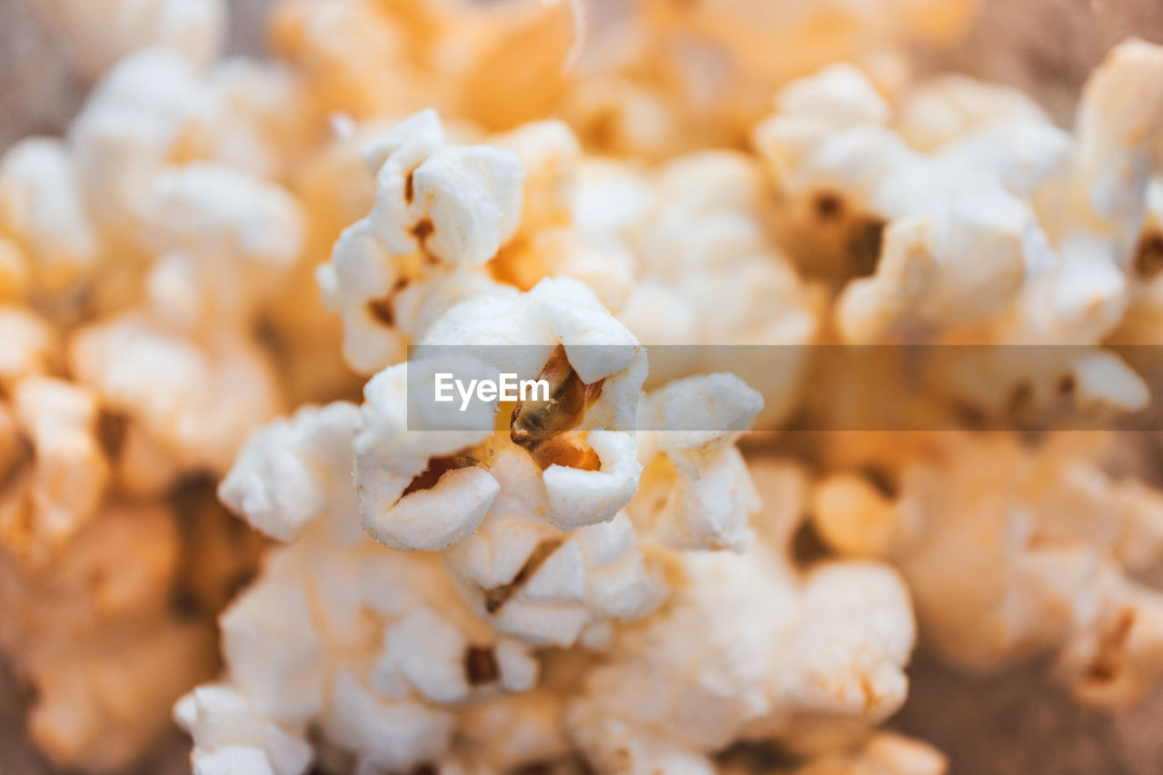 Popcorn with close-up macro shot in warming tone color