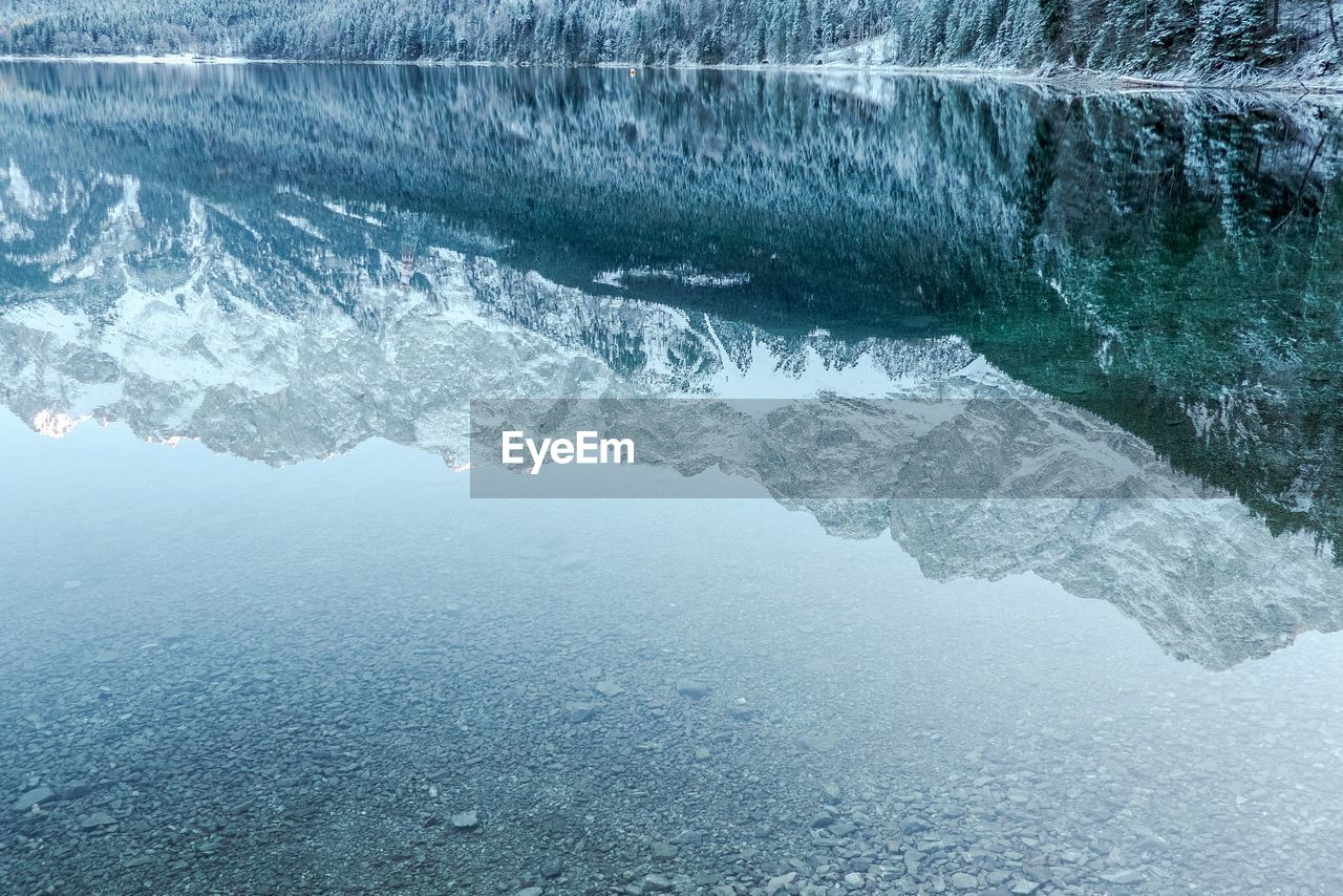 High angle view of frozen sea