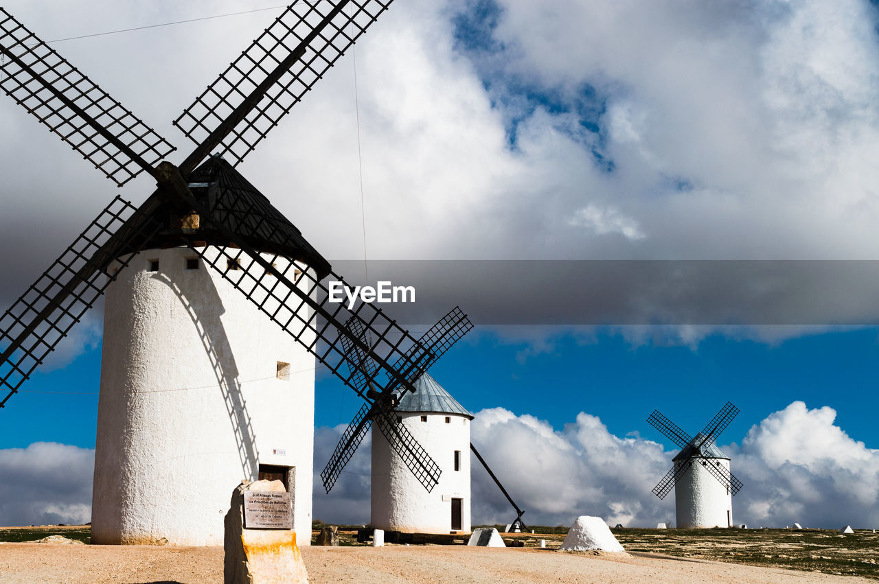 TRADITIONAL WINDMILL ON LANDSCAPE AGAINST SKY