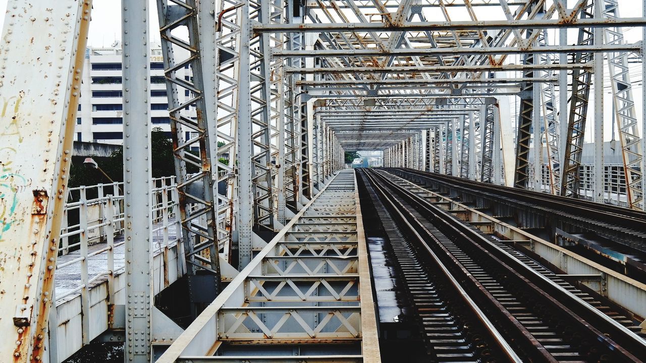 Railroad tracks in bridge