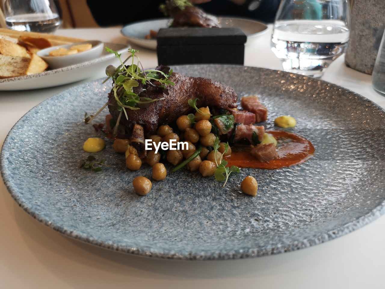 High angle view of food on plate on table