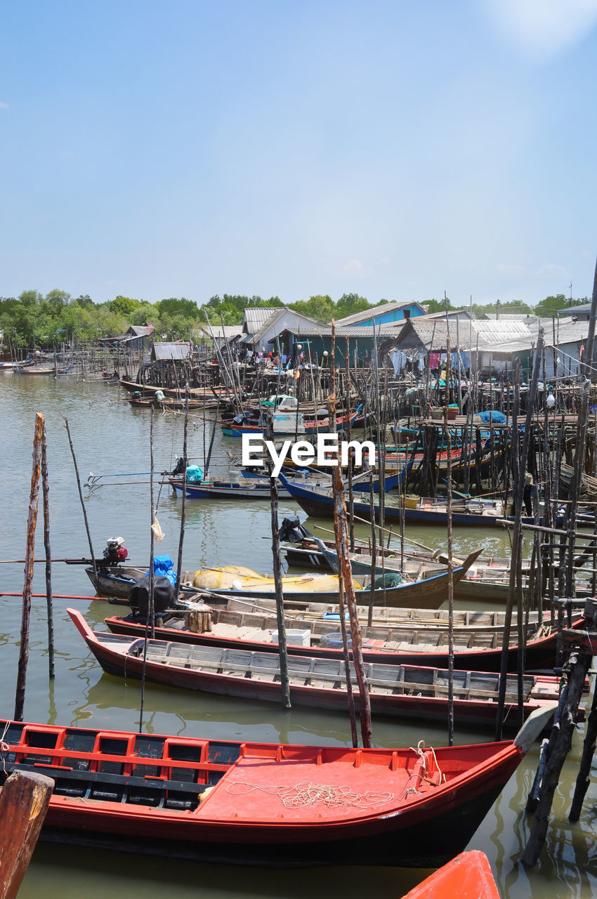 View of boats in harbor