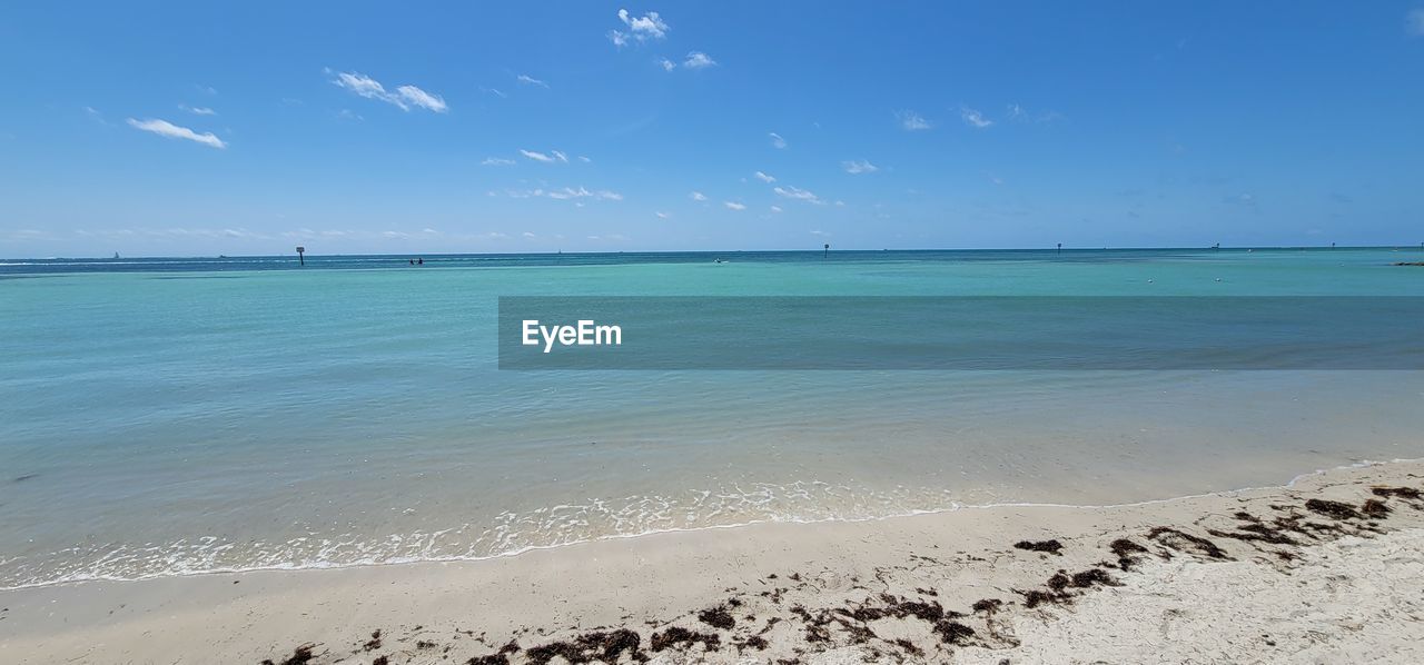 SCENIC VIEW OF BEACH AGAINST BLUE SKY