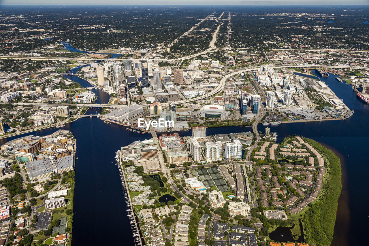 Aerial view of buildings in city