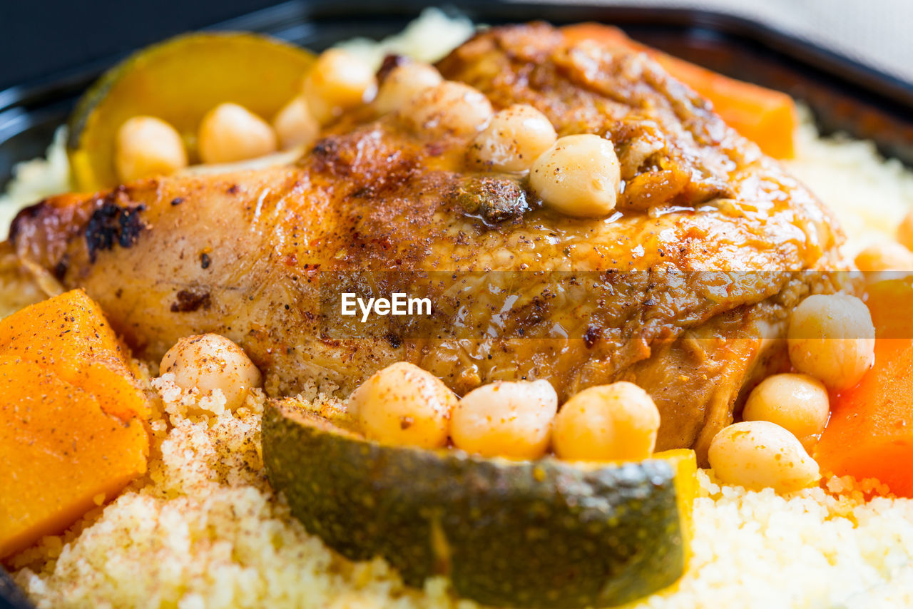Close-up of couscous served