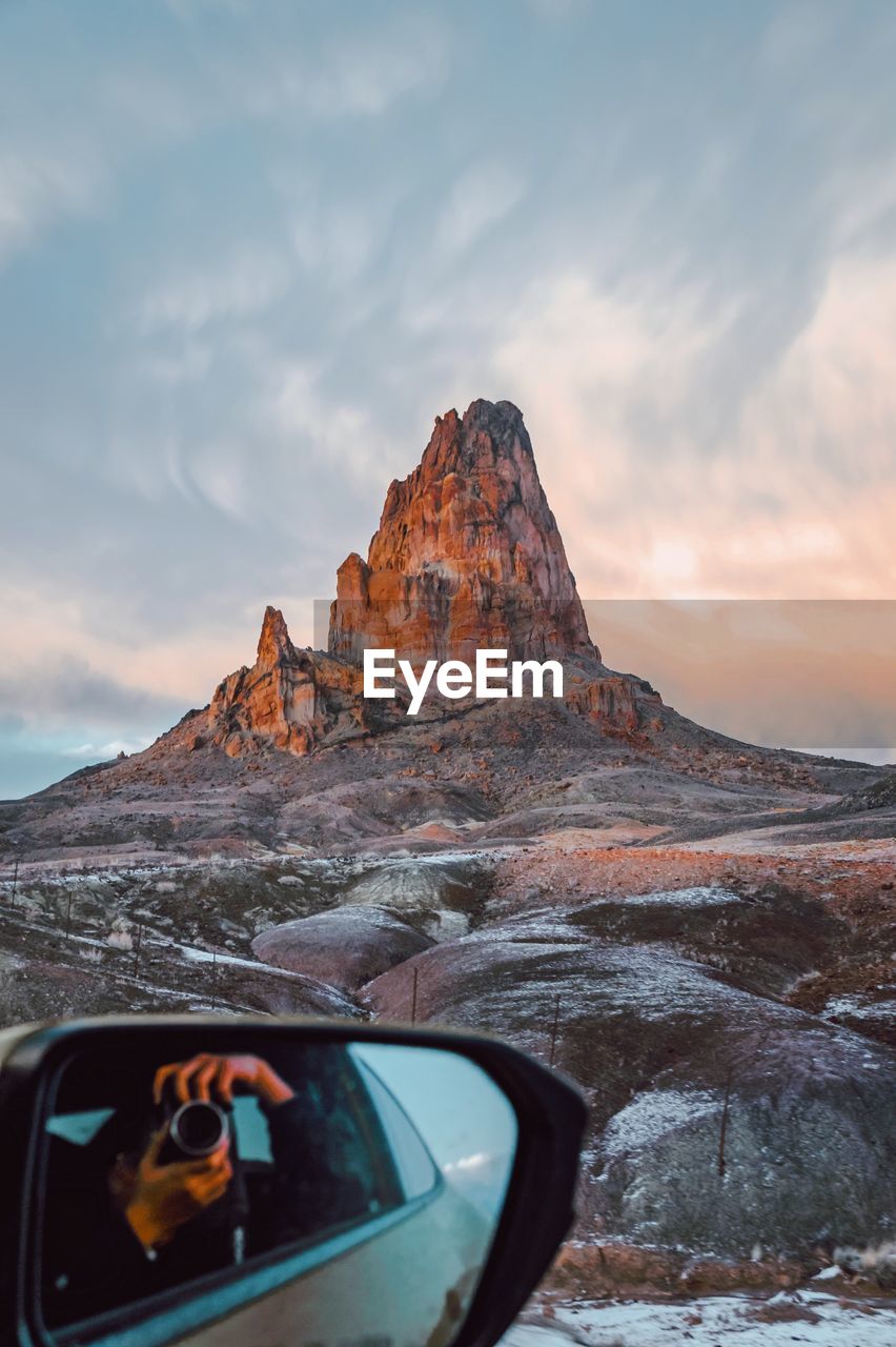 Sunset drive thru monument valley in winter.