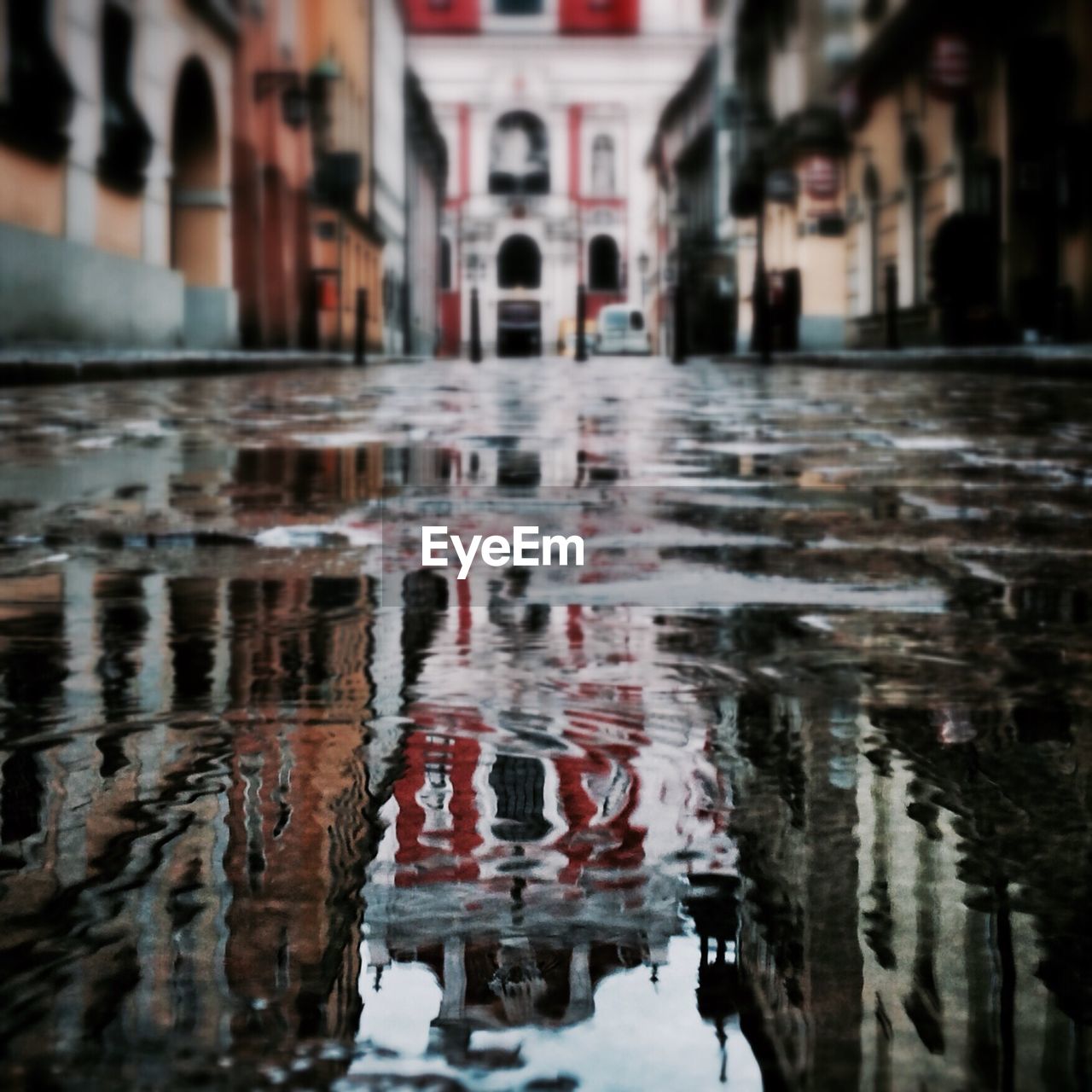 Reflection of building in water