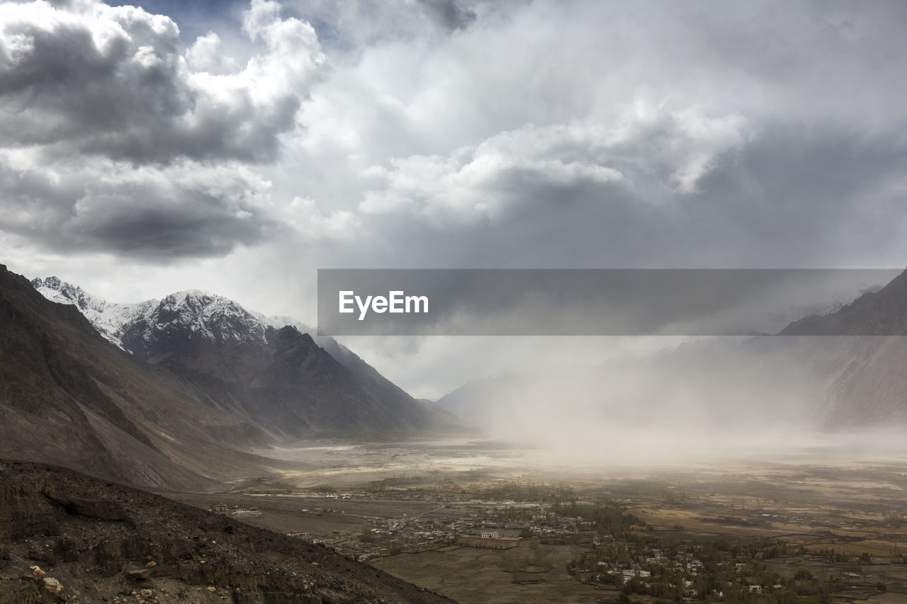 Scenic view of landscape against cloudy sky