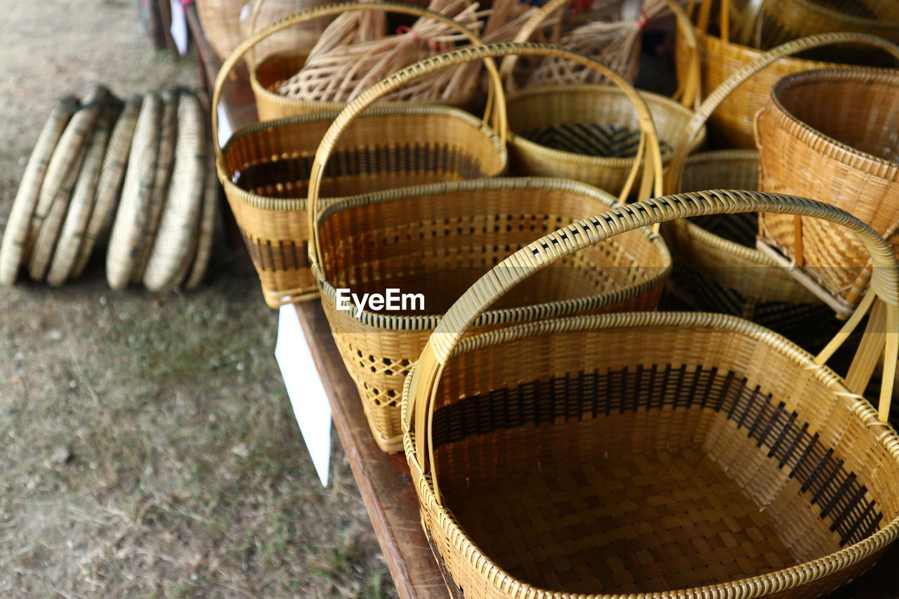 Close-up of wicker basket