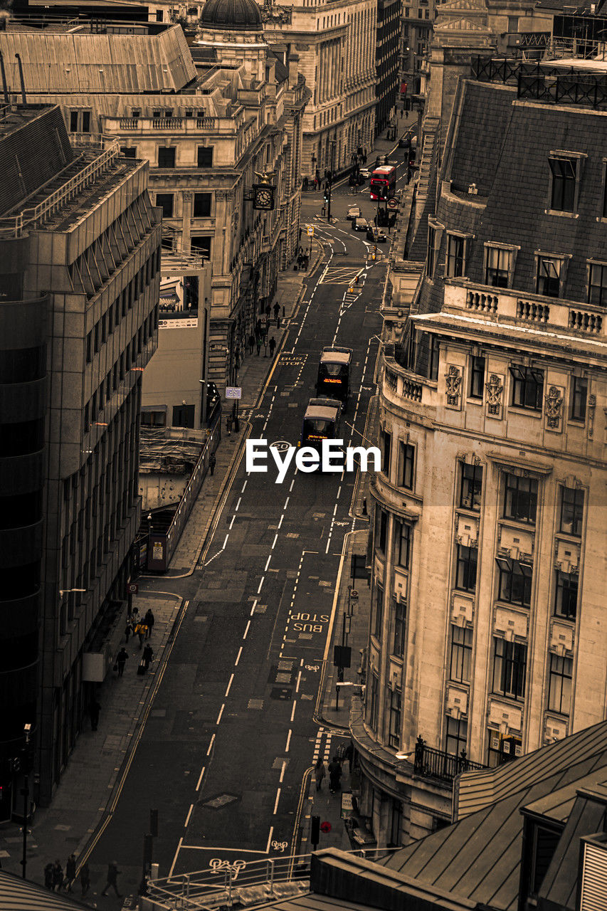 high angle view of traffic on road in city