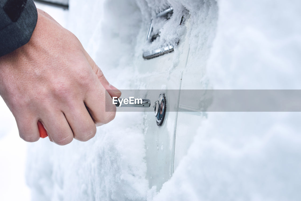 CLOSE-UP OF PERSON HAND HOLDING ICE CREAM