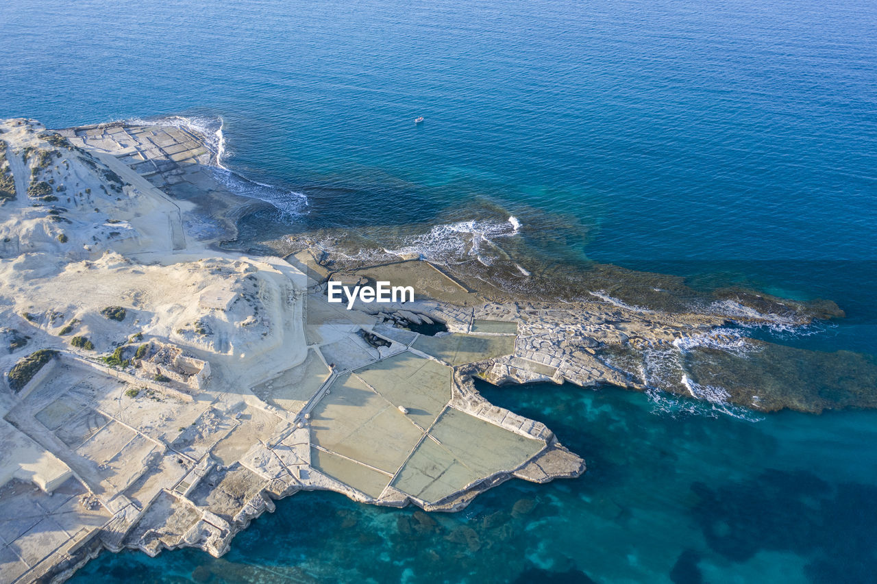Aerial view of coastal salt basins