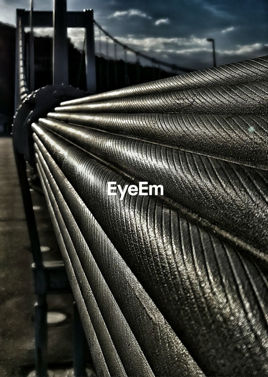 CLOSE-UP OF FOOTBRIDGE IN RAILROAD TRACKS