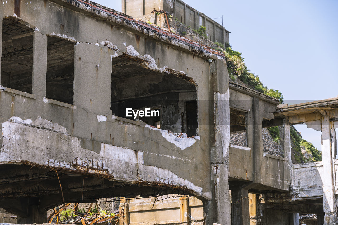 LOW ANGLE VIEW OF OLD ABANDONED HOUSE