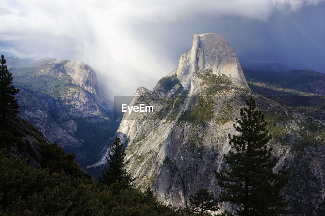 Panoramic view of mountain range against sky