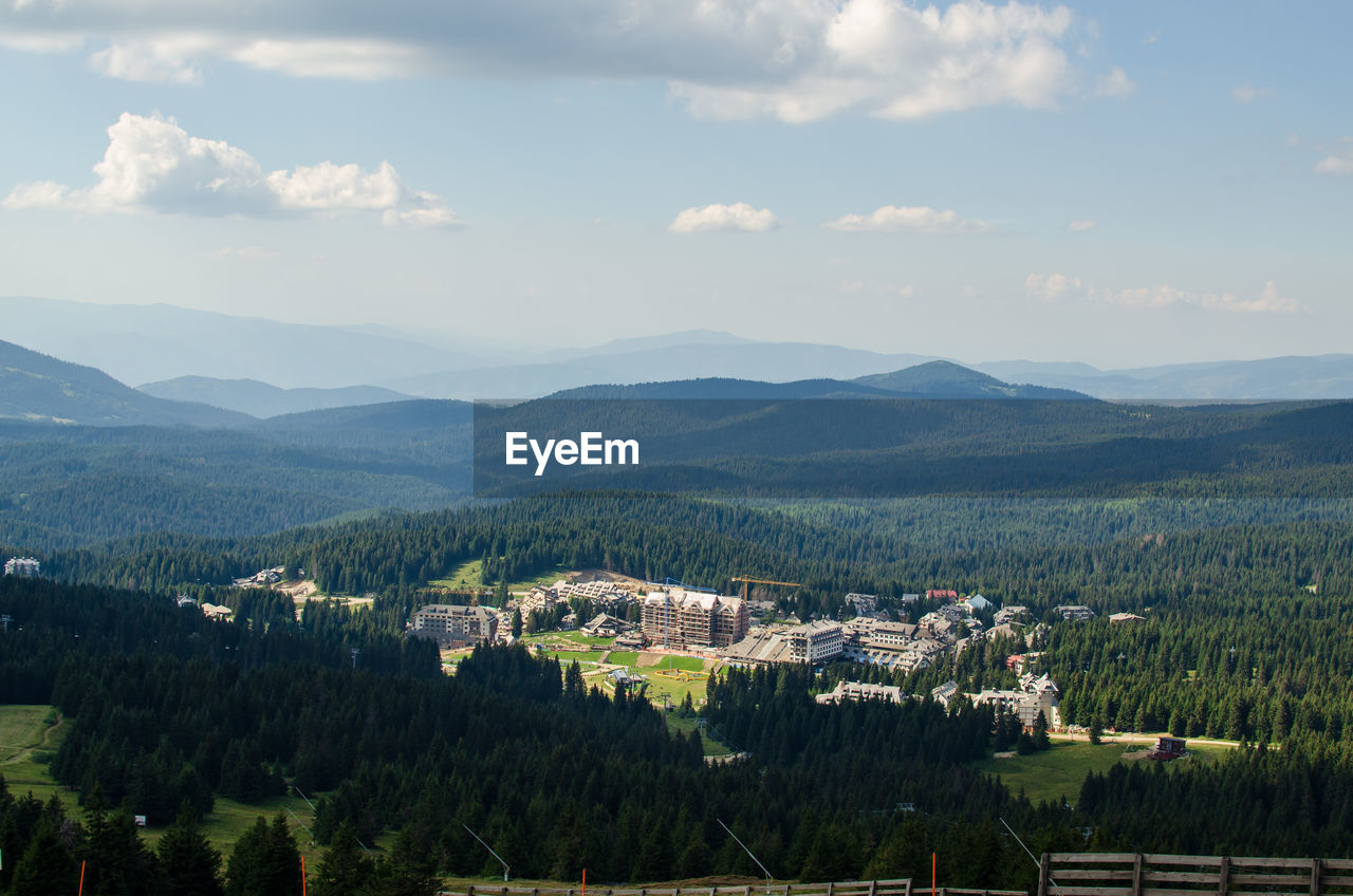 Scenic view of the mountain range and ski resort on mountain kopaonik, serbia