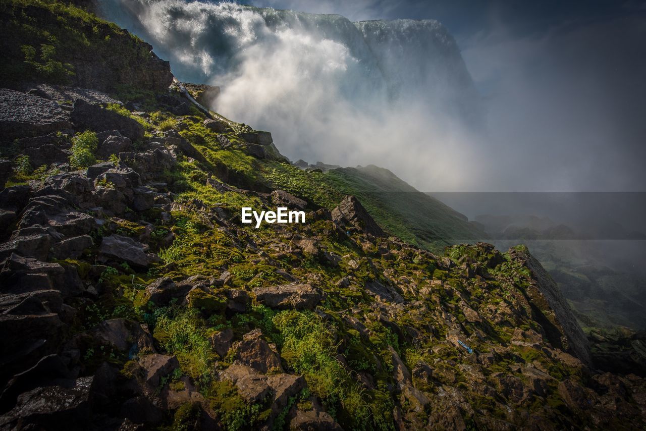 Scenic view of waterfall