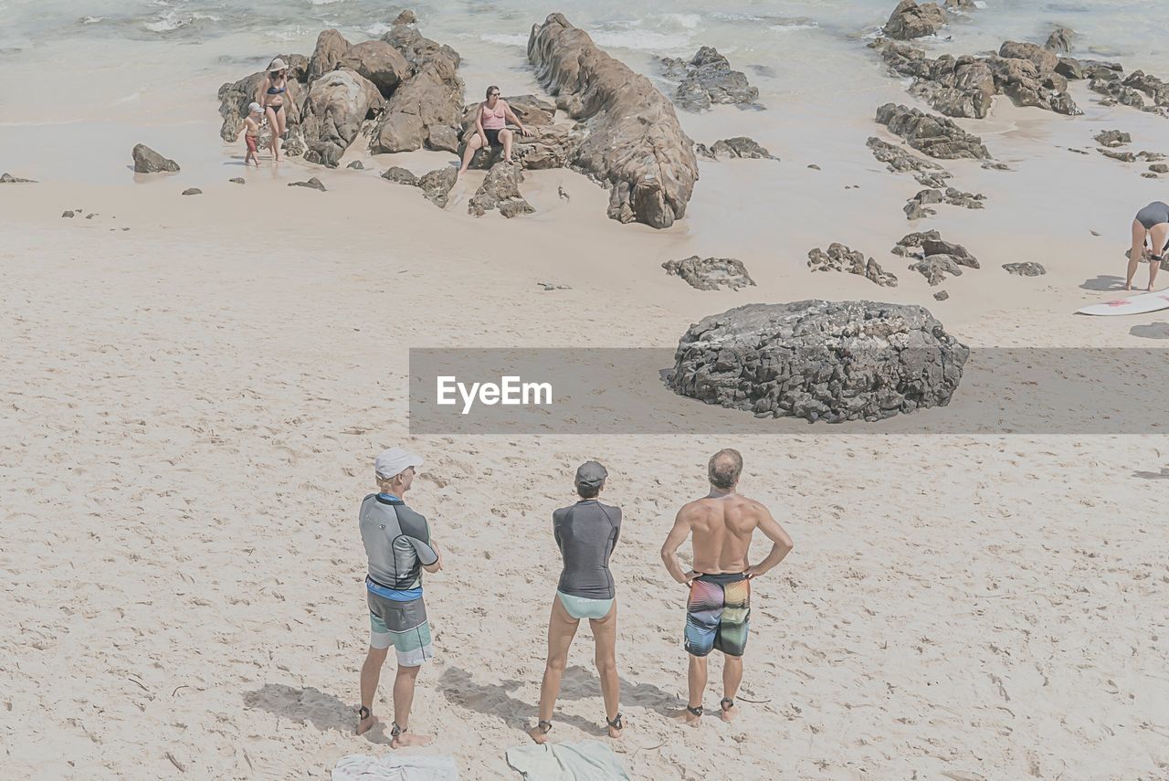 HIGH ANGLE VIEW OF PEOPLE ON BEACH