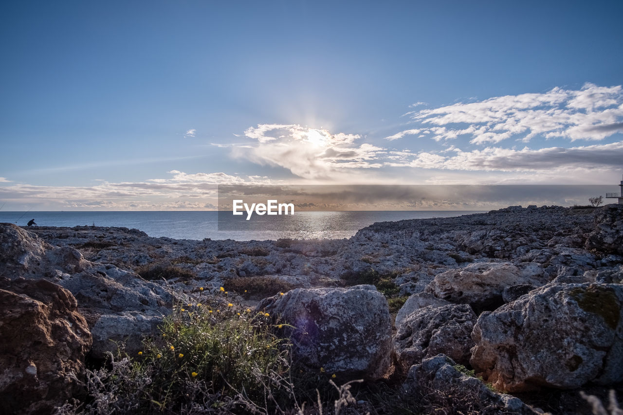 SCENIC VIEW OF SEA AGAINST ROCKS