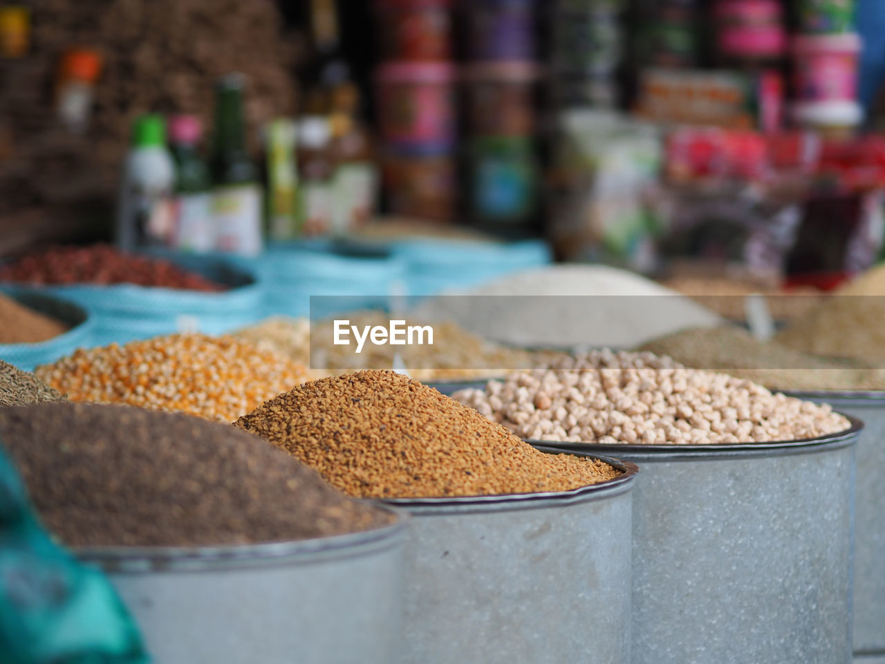 Various grains for sale at market