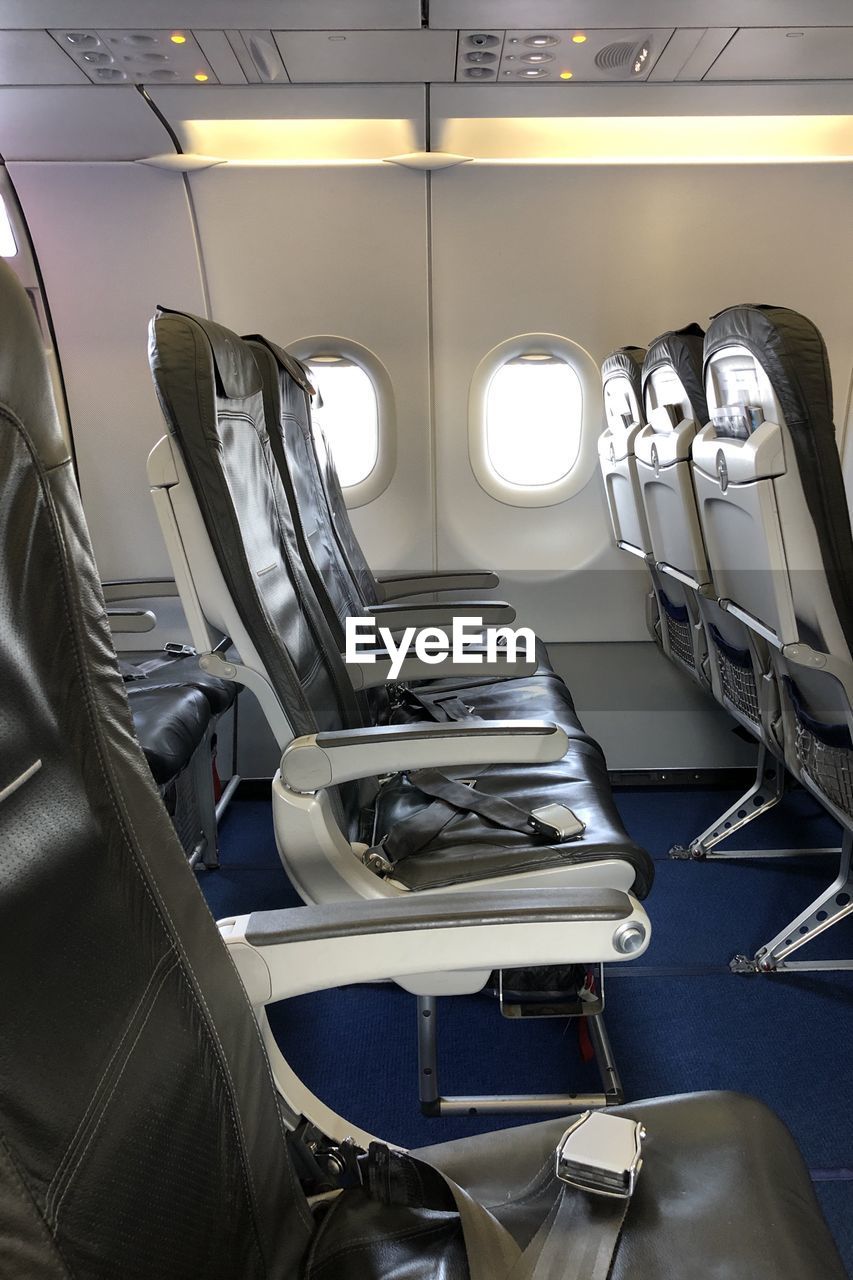 VIEW OF SEATS IN AIRPLANE