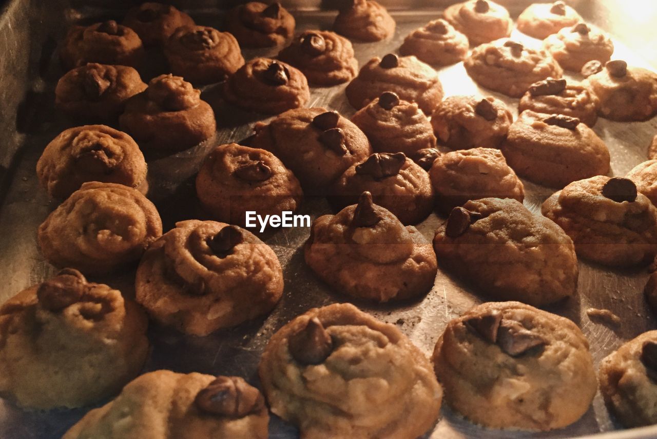 HIGH ANGLE VIEW OF COOKIES IN CONTAINER