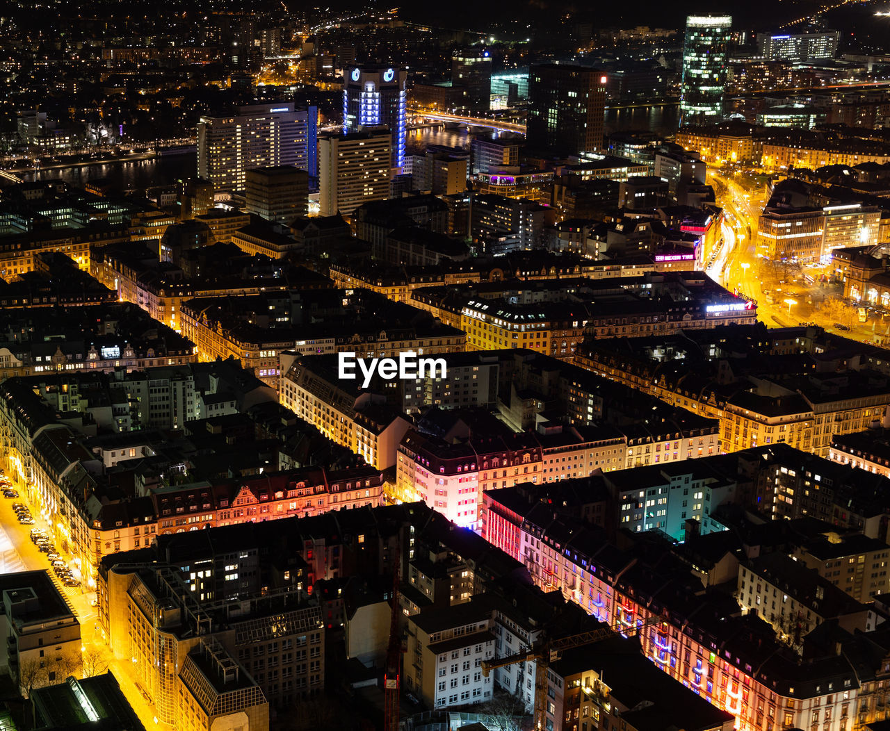 Red light district of frankfurt aerial view