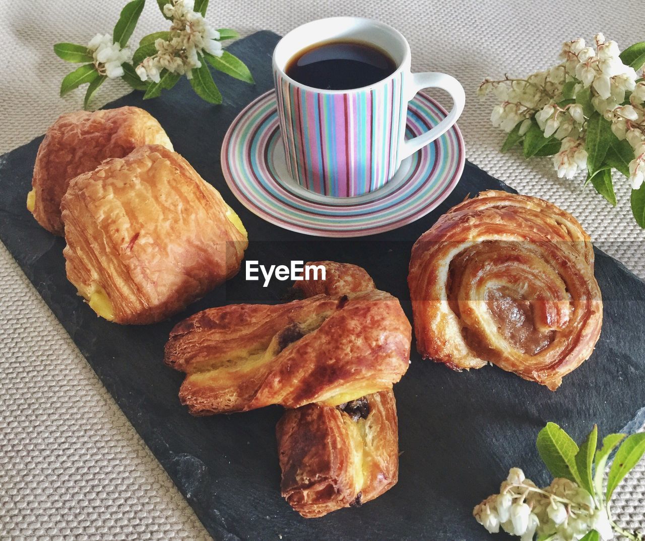 CLOSE-UP OF BREAKFAST ON TABLE IN KITCHEN