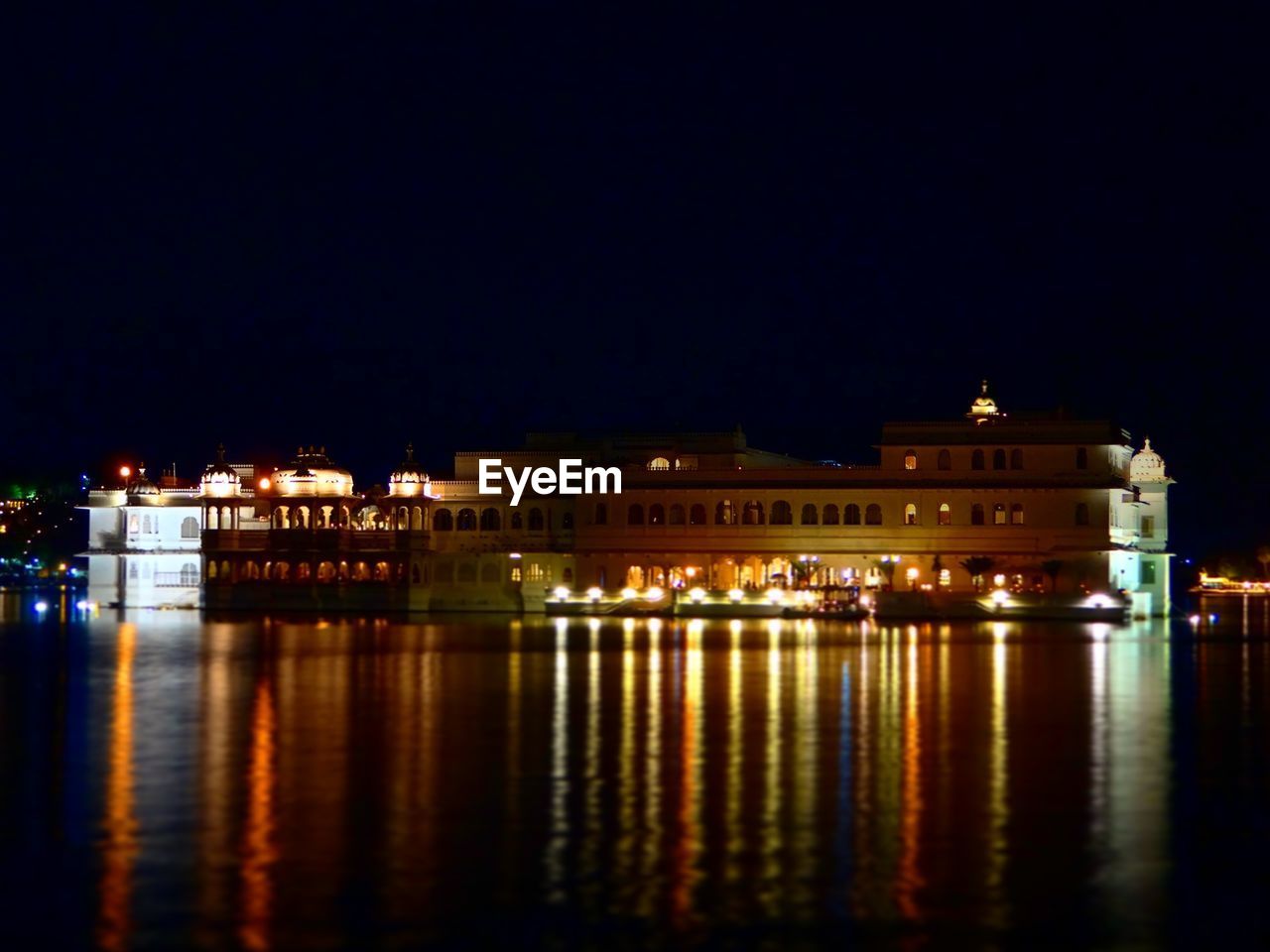 Illuminated buildings at night