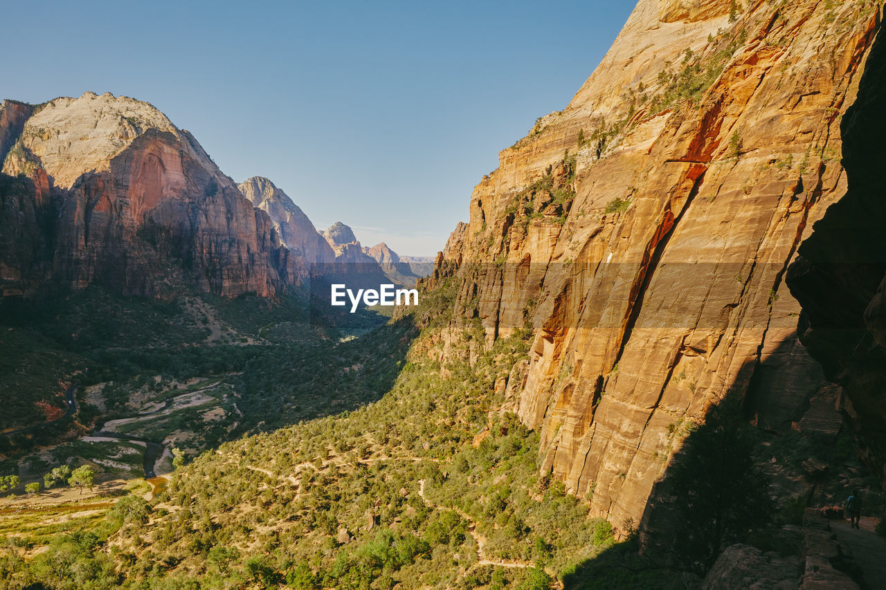 Zion national park mountains from angel's landing during summer.