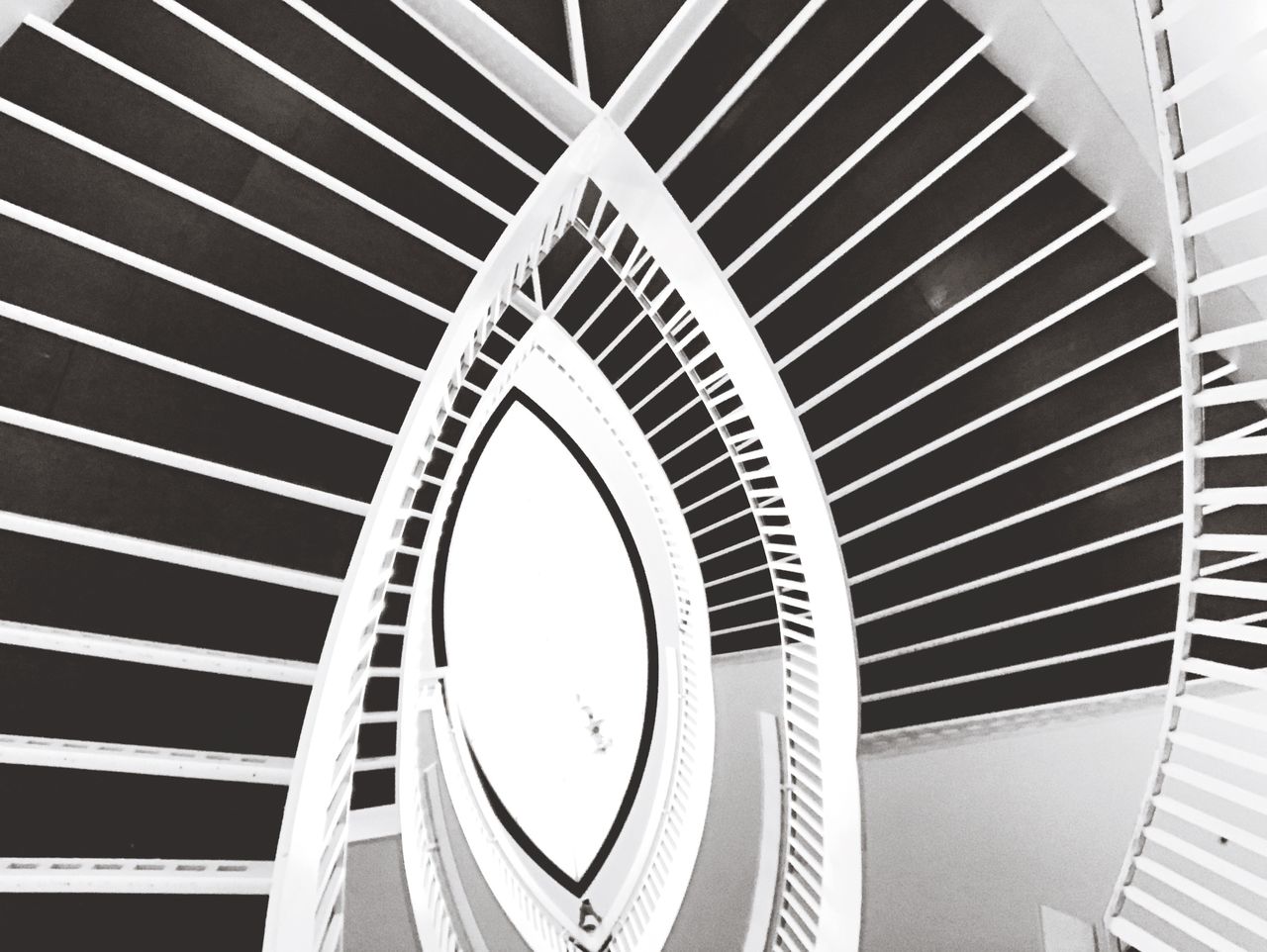LOW ANGLE VIEW OF SPIRAL STAIRCASES