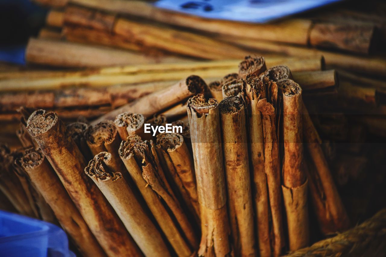 Close-up of cinnamon sticks