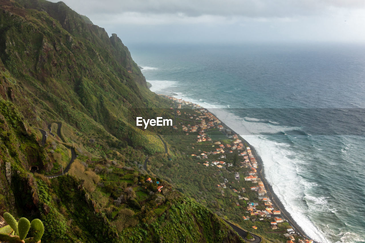 High angle view of sea against sky