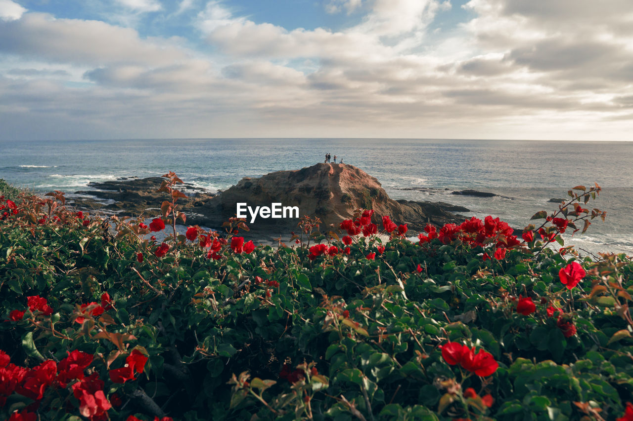 Scenic view of sea against cloudy sky