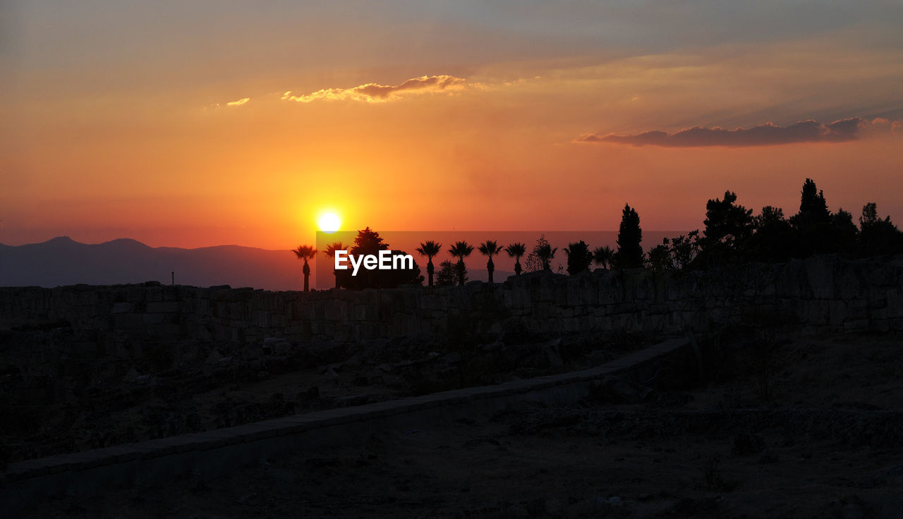 Silhouette landscape at sunset