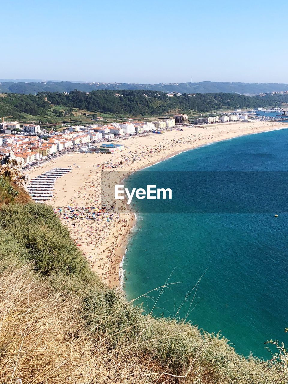 High angle view of beach against sky