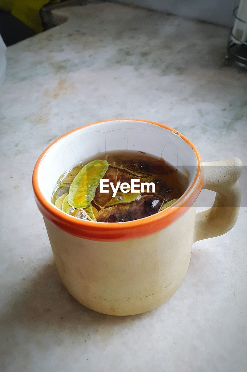 Close-up of a jug of herbal tea