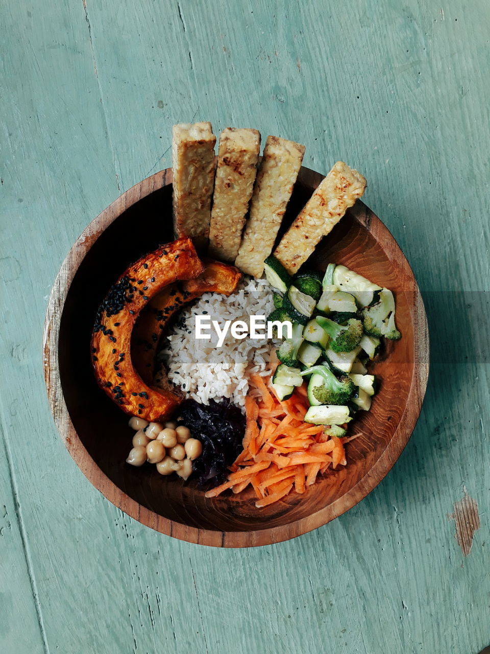 Directly above shot of food in bowl on table