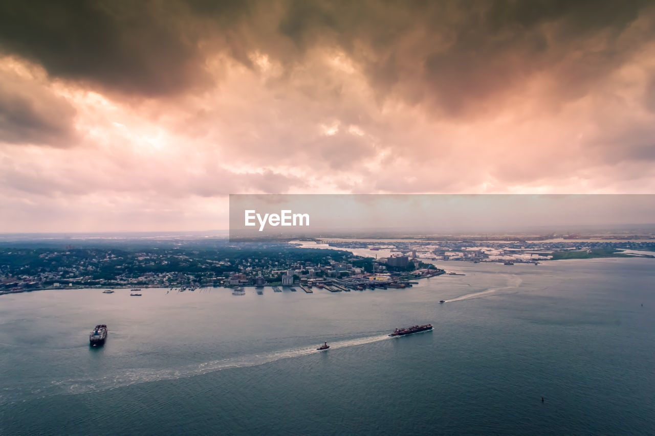 High angle view of sea against sky