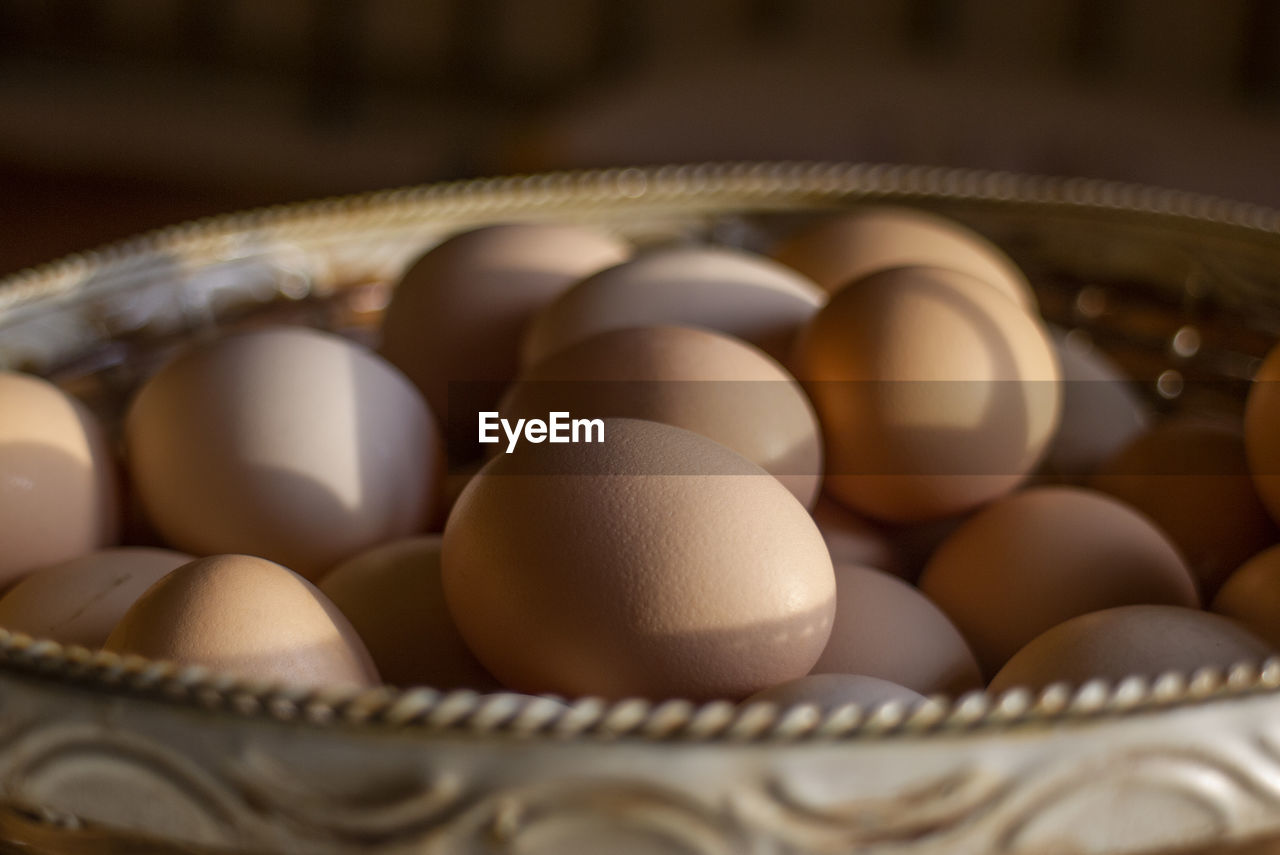 Close-up of eggs in container