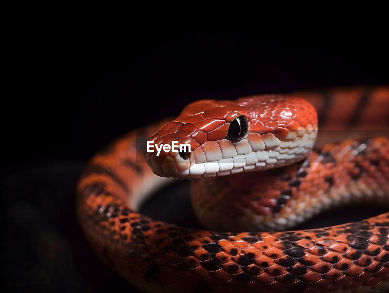 low angle view of snake against black background