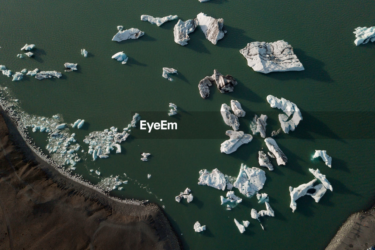 High angle view of boats in sea