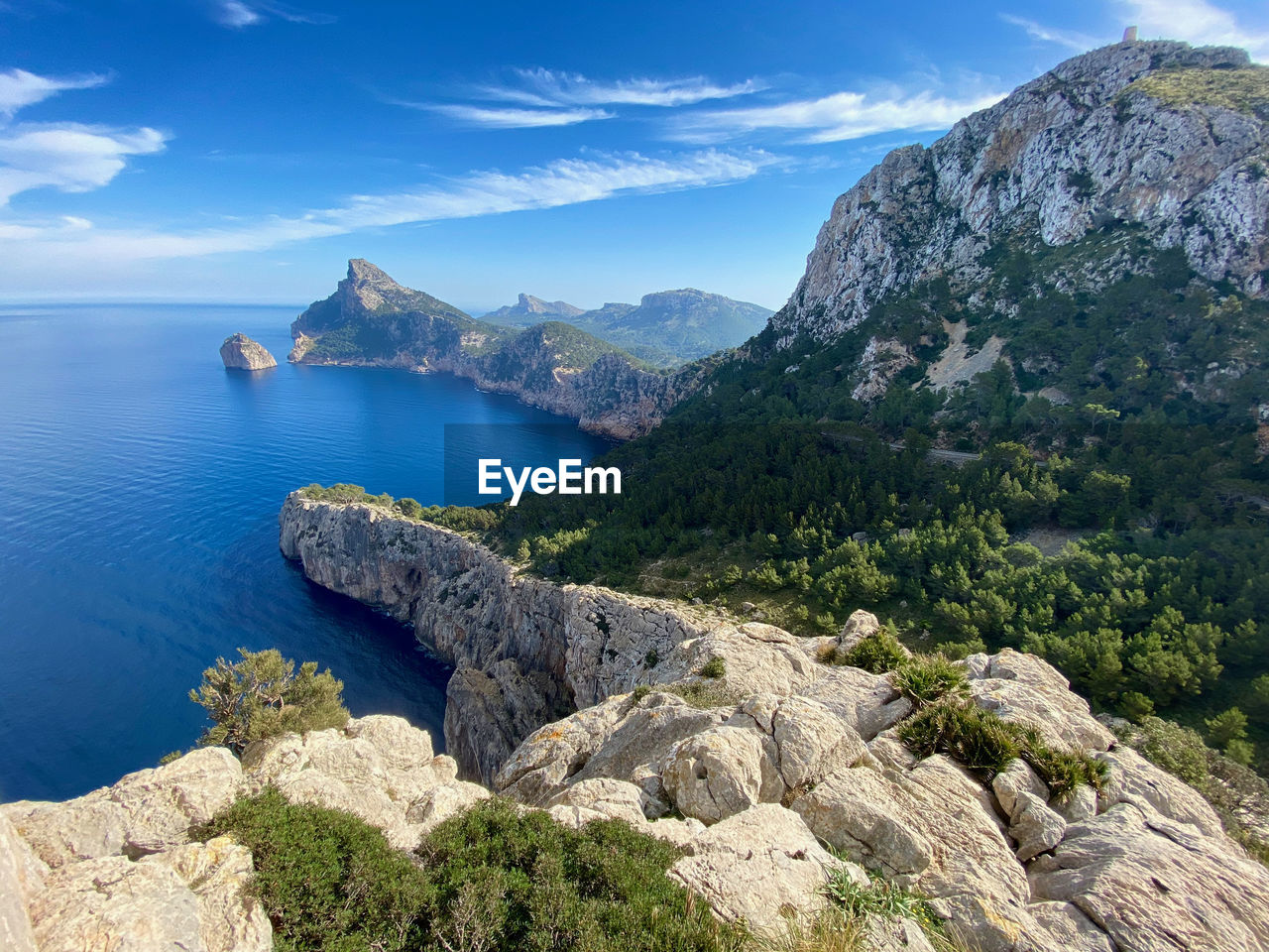 SCENIC VIEW OF SEA BY MOUNTAIN AGAINST SKY