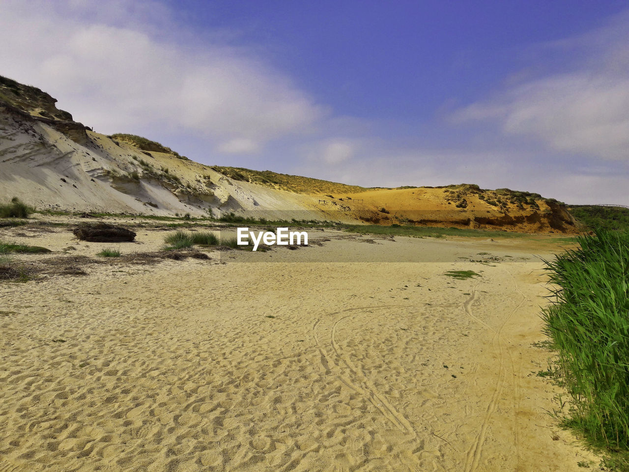 Scenic view of beach against sky