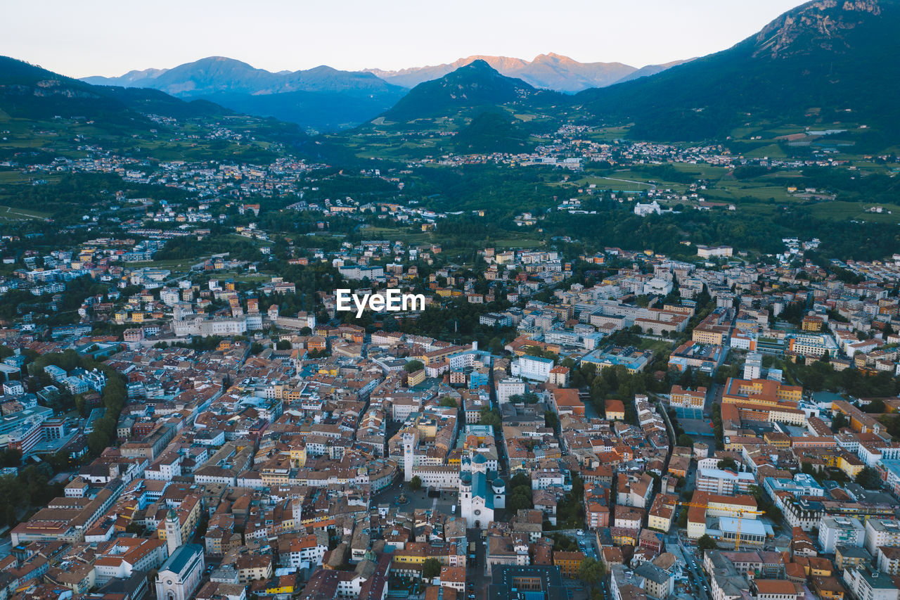 High angle shot of townscape