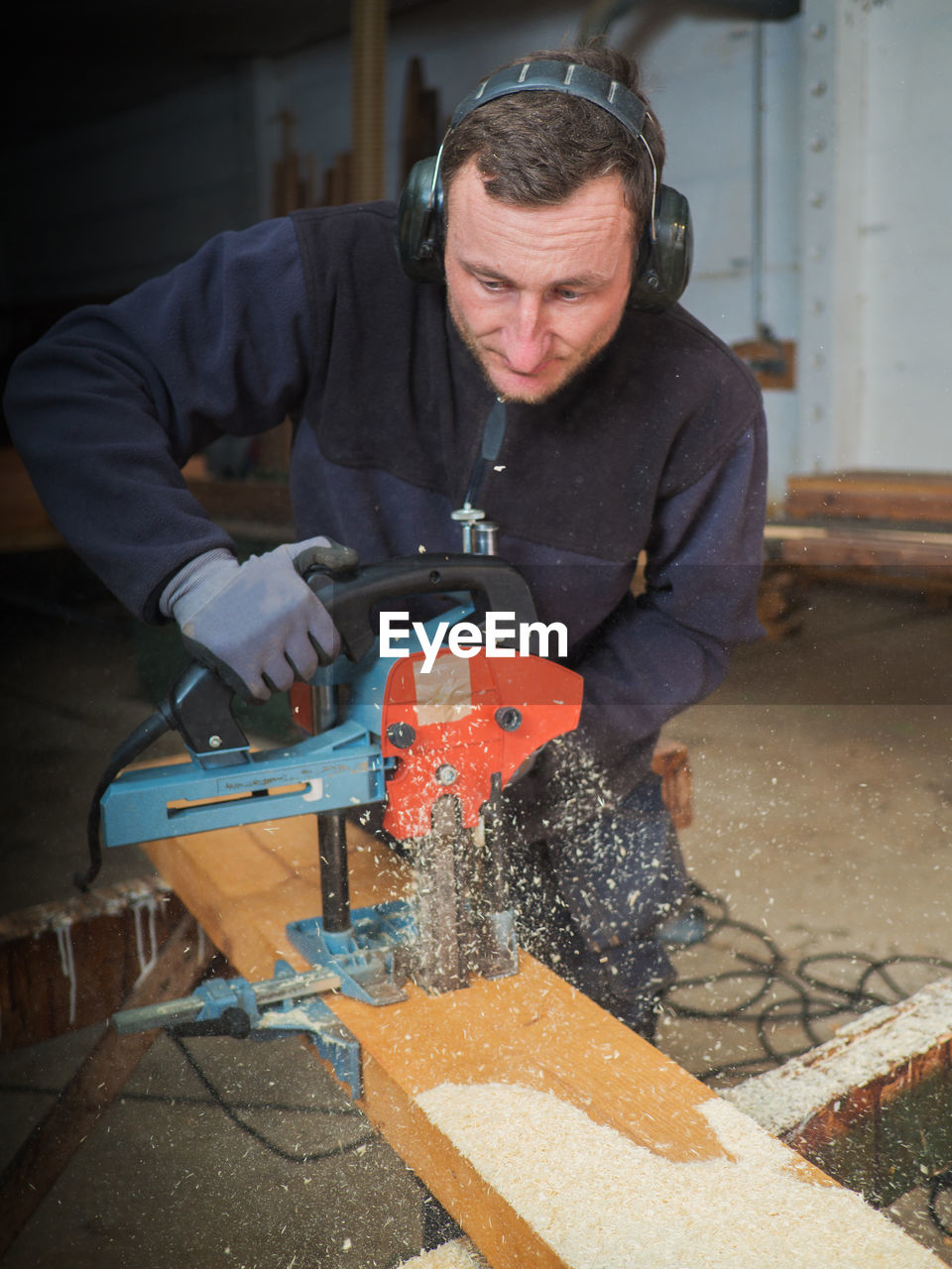 Carpenter working at workshop