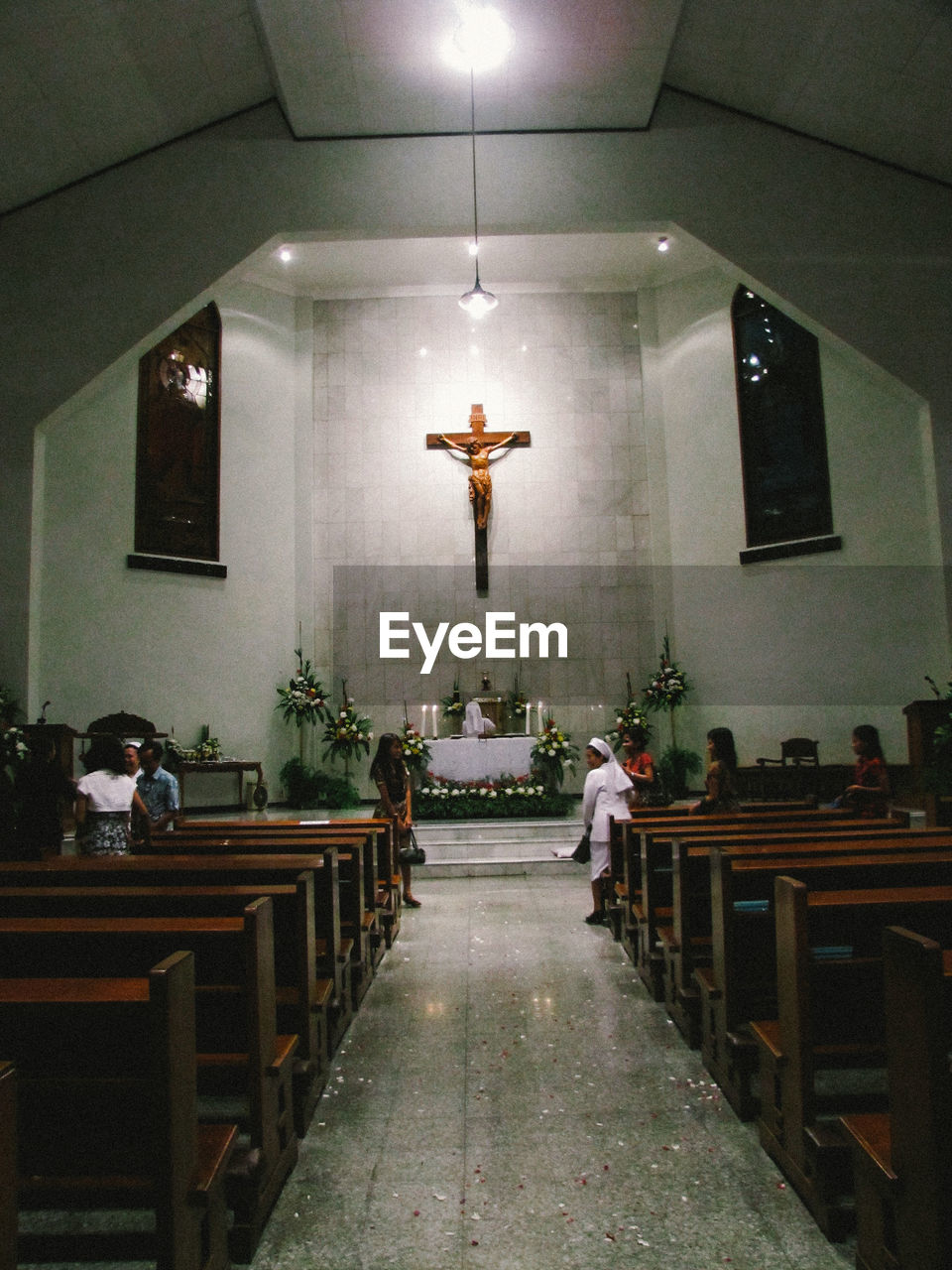 Interior of illuminated church