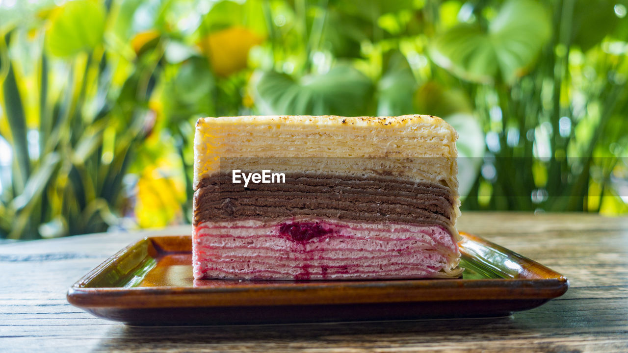 CLOSE-UP OF FOOD ON TABLE AGAINST BLURRED BACKGROUND